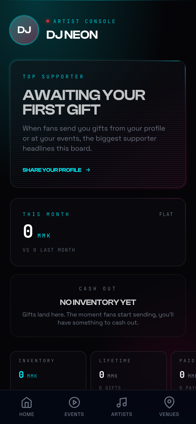 Artist Dashboard