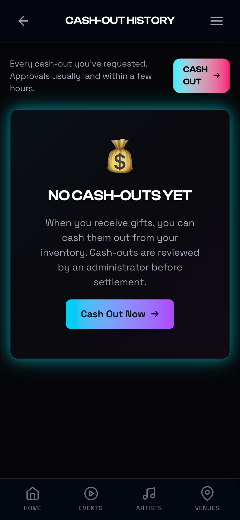 Cash-Out History
