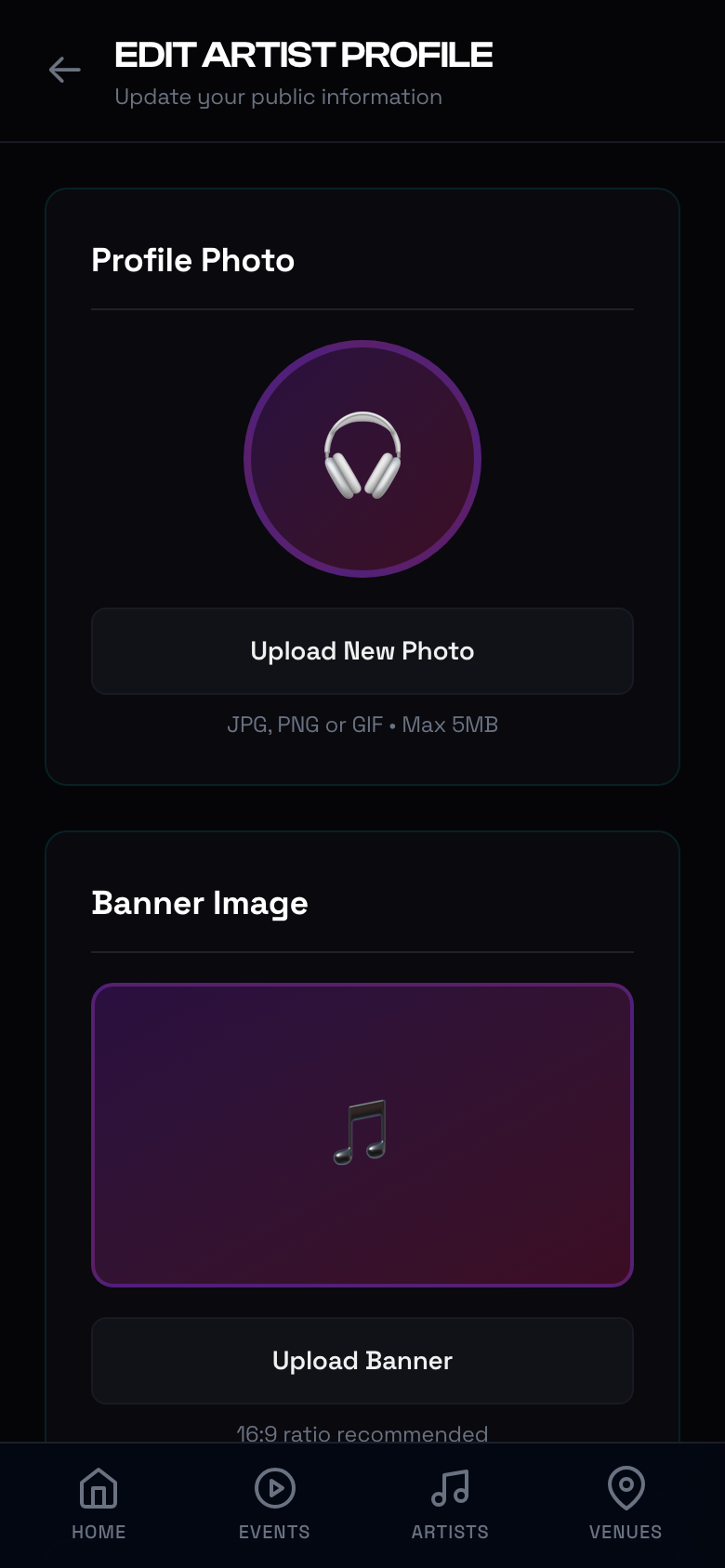 Edit Artist Profile
